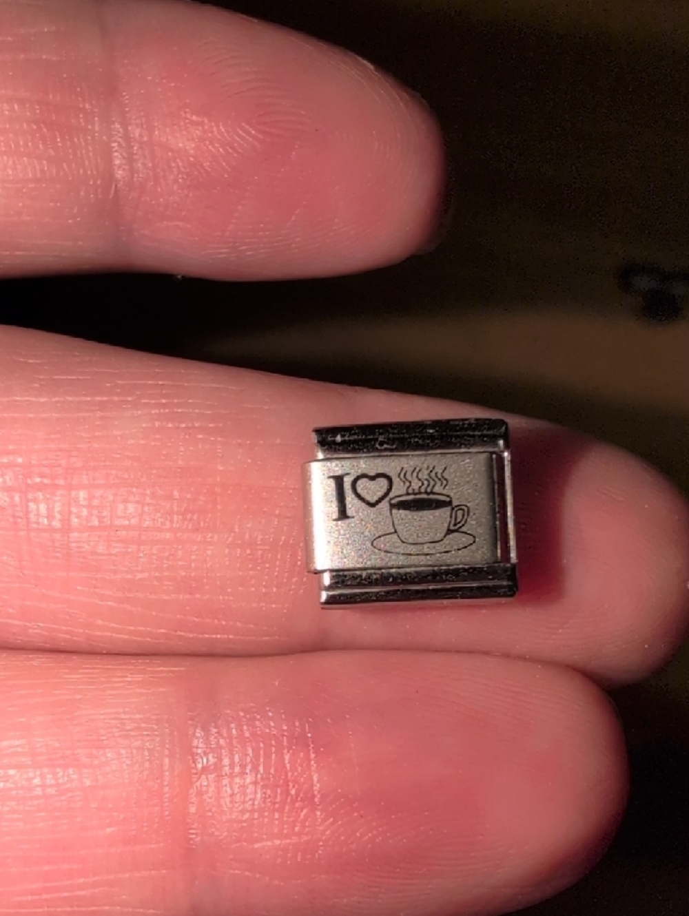 ❤️‍🔥10/$10❤️‍🔥 I Love Coffee Italian Link Silver Charm